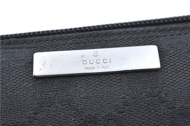 Authentic GUCCI Hand Bag Pouch Purse GG Canvas Leather 07198 Black J1923