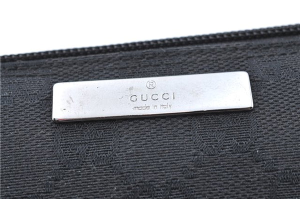 Authentic GUCCI Hand Bag Pouch Purse GG Canvas Leather 07198 Black J1923