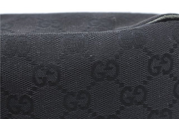Authentic GUCCI Hand Bag Pouch Purse GG Canvas Leather 07198 Black J1923