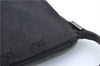 Authentic GUCCI Hand Bag Pouch Purse GG Canvas Leather 07198 Black J1923