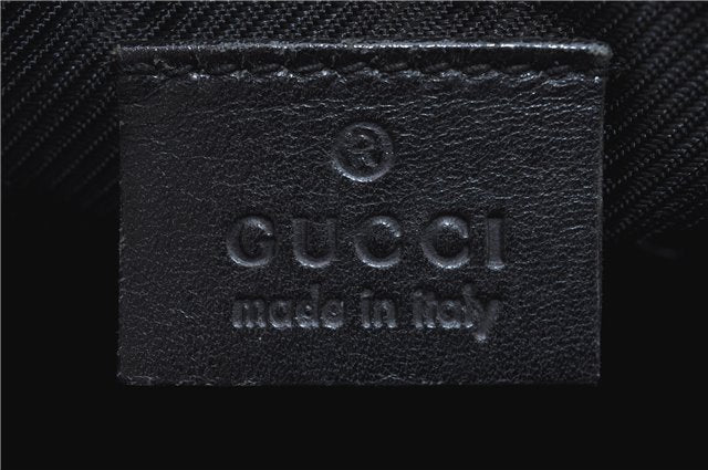 Authentic GUCCI Hand Bag Pouch Purse GG Canvas Leather 07198 Black J1923