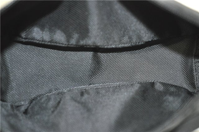 Authentic GUCCI Hand Bag Pouch Purse GG Canvas Leather 07198 Black J1923