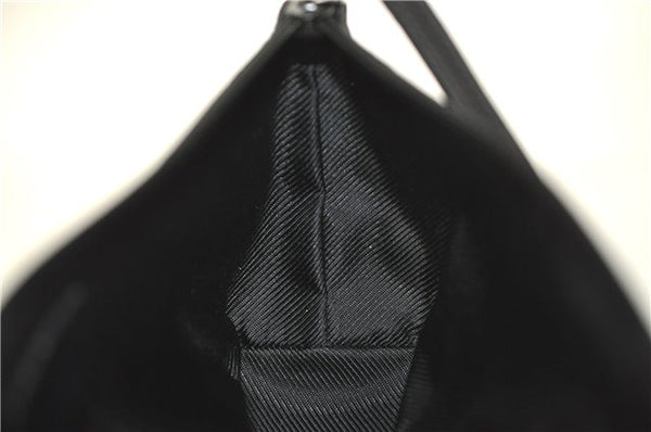 Authentic GUCCI Hand Bag Pouch Purse GG Canvas Leather 07198 Black J1923