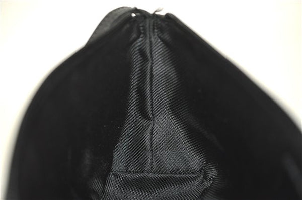 Authentic GUCCI Hand Bag Pouch Purse GG Canvas Leather 07198 Black J1923