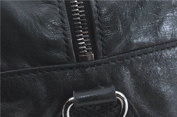 Authentic BALENCIAGA Hand Boston Bag Leather 156428 Black J1929