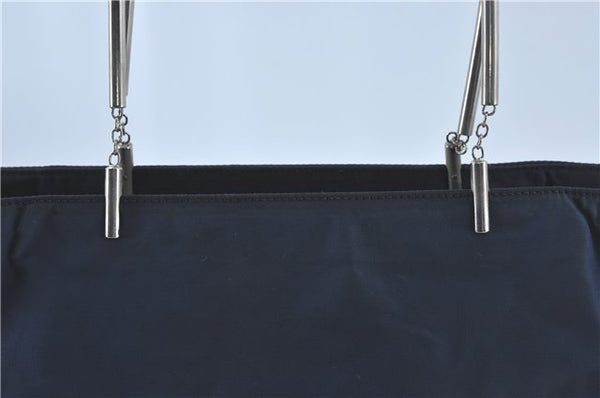 Authentic PRADA Nylon Tessuto Tote Hand Bag Purse Navy Blue J1931