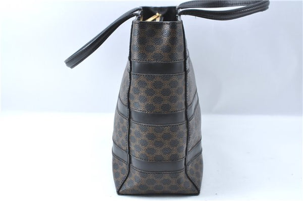 Authentic CELINE Macadam Blason Pattern Hand Bag Purse PVC Leather Black J1937