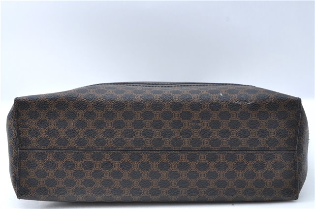 Authentic CELINE Macadam Blason Pattern Hand Bag Purse PVC Leather Black J1937