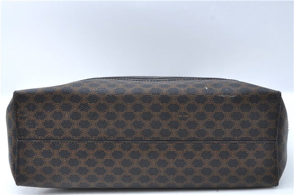 Authentic CELINE Macadam Blason Pattern Hand Bag Purse PVC Leather Black J1937