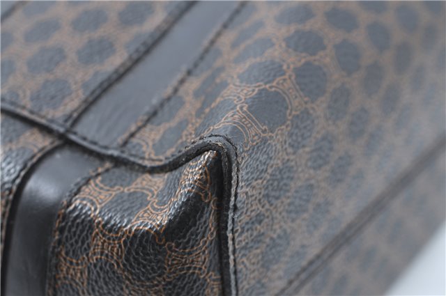 Authentic CELINE Macadam Blason Pattern Hand Bag Purse PVC Leather Black J1937