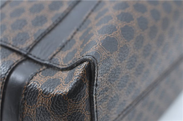 Authentic CELINE Macadam Blason Pattern Hand Bag Purse PVC Leather Black J1937