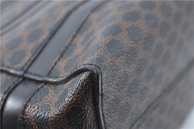 Authentic CELINE Macadam Blason Pattern Hand Bag Purse PVC Leather Black J1937