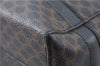 Authentic CELINE Macadam Blason Pattern Hand Bag Purse PVC Leather Black J1937