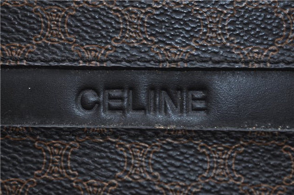 Authentic CELINE Macadam Blason Pattern Hand Bag Purse PVC Leather Black J1937