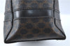 Authentic CELINE Macadam Blason Pattern Hand Bag Purse PVC Leather Black J1937