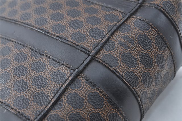 Authentic CELINE Macadam Blason Pattern Hand Bag Purse PVC Leather Black J1937