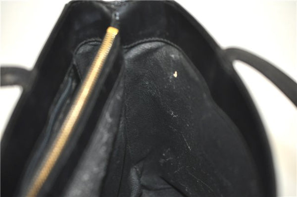 Authentic CELINE Macadam Blason Pattern Hand Bag Purse PVC Leather Black J1937
