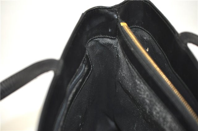 Authentic CELINE Macadam Blason Pattern Hand Bag Purse PVC Leather Black J1937