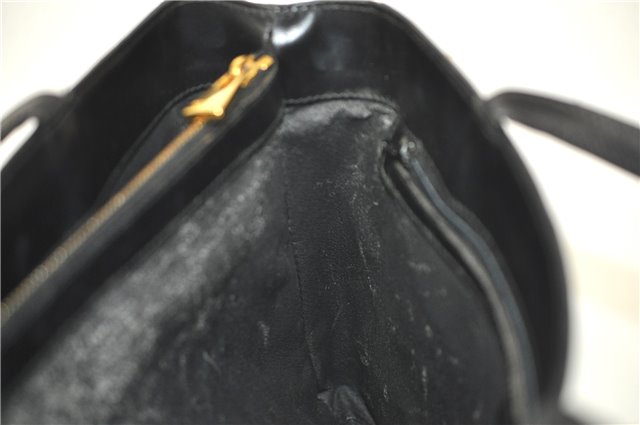Authentic CELINE Macadam Blason Pattern Hand Bag Purse PVC Leather Black J1937