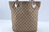 Authentic GUCCI Eclipse Shoulder Tote Bag GG Canvas Leather 120836 Brown J1939