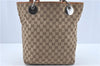 Authentic GUCCI Eclipse Shoulder Tote Bag GG Canvas Leather 120836 Brown J1939