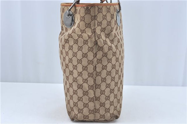 Authentic GUCCI Eclipse Shoulder Tote Bag GG Canvas Leather 120836 Brown J1939