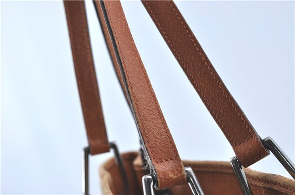 Authentic GUCCI Eclipse Shoulder Tote Bag GG Canvas Leather 120836 Brown J1939