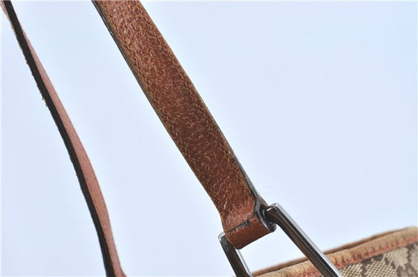 Authentic GUCCI Eclipse Shoulder Tote Bag GG Canvas Leather 120836 Brown J1939