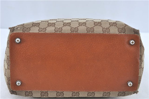 Authentic GUCCI Eclipse Shoulder Tote Bag GG Canvas Leather 120836 Brown J1939