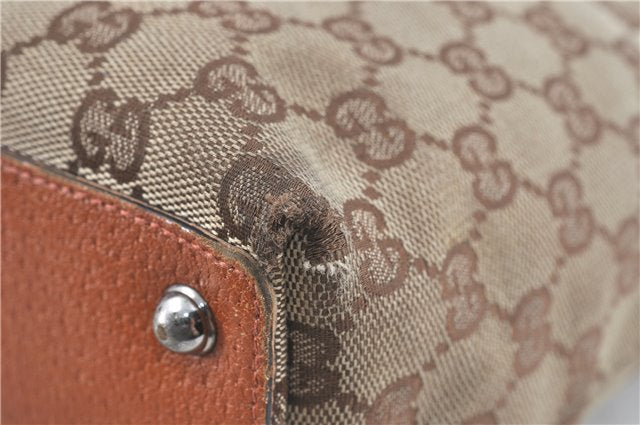 Authentic GUCCI Eclipse Shoulder Tote Bag GG Canvas Leather 120836 Brown J1939