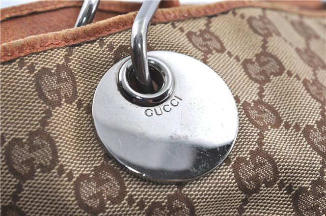 Authentic GUCCI Eclipse Shoulder Tote Bag GG Canvas Leather 120836 Brown J1939