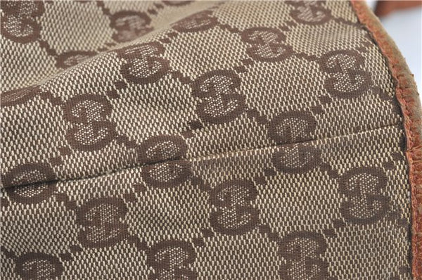 Authentic GUCCI Eclipse Shoulder Tote Bag GG Canvas Leather 120836 Brown J1939