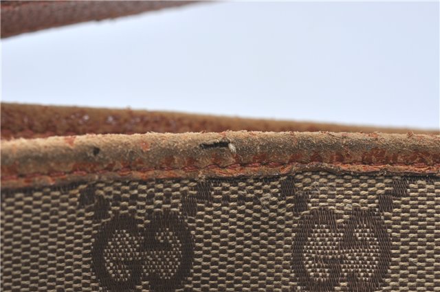 Authentic GUCCI Eclipse Shoulder Tote Bag GG Canvas Leather 120836 Brown J1939