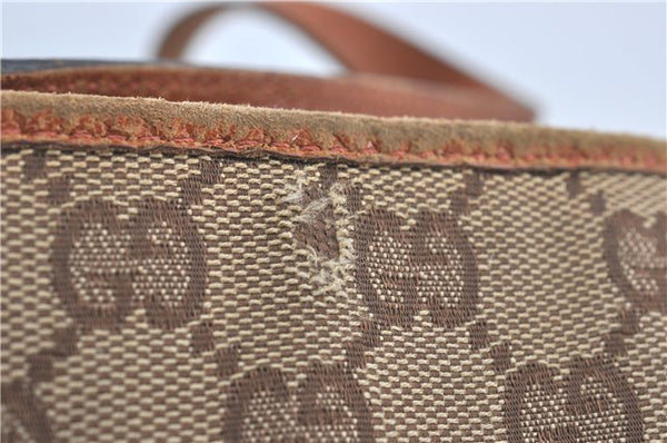 Authentic GUCCI Eclipse Shoulder Tote Bag GG Canvas Leather 120836 Brown J1939