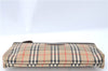 Authentic Burberrys Nova Check Canvas Pouch Purse Brown Beige J1941