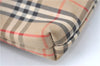 Authentic Burberrys Nova Check Canvas Pouch Purse Brown Beige J1941