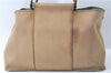 Authentic HERMES Cabag GM 2Way Shoulder Tote Bag Canvas Leather Beige J1942