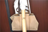 Authentic HERMES Cabag GM 2Way Shoulder Tote Bag Canvas Leather Beige J1942