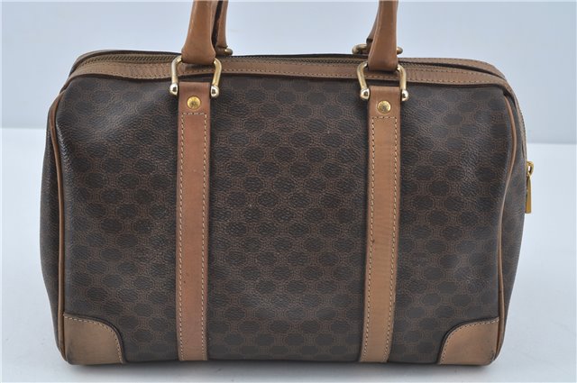 Authentic CELINE Macadam Blason Pattern Hand Boston Bag PVC Leather Brown J1943