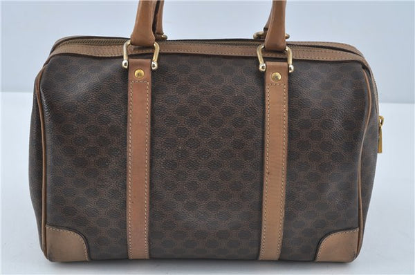 Authentic CELINE Macadam Blason Pattern Hand Boston Bag PVC Leather Brown J1943