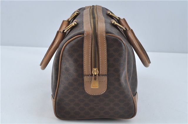 Authentic CELINE Macadam Blason Pattern Hand Boston Bag PVC Leather Brown J1943