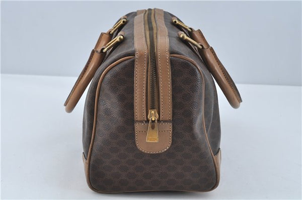 Authentic CELINE Macadam Blason Pattern Hand Boston Bag PVC Leather Brown J1943