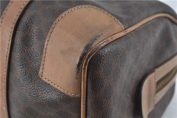 Authentic CELINE Macadam Blason Pattern Hand Boston Bag PVC Leather Brown J1943