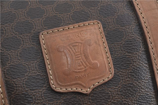 Authentic CELINE Macadam Blason Pattern Hand Boston Bag PVC Leather Brown J1943