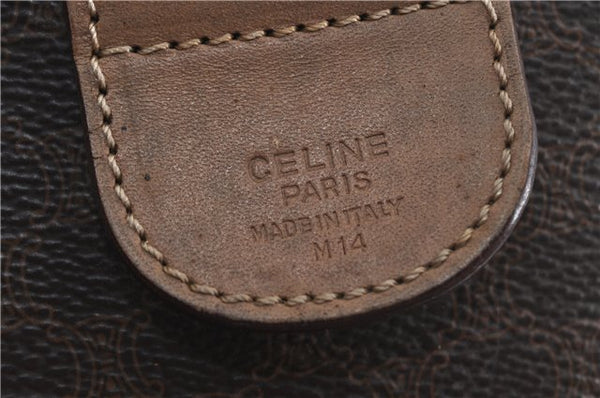 Authentic CELINE Macadam Blason Pattern Hand Boston Bag PVC Leather Brown J1943