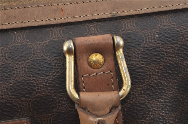 Authentic CELINE Macadam Blason Pattern Hand Boston Bag PVC Leather Brown J1943
