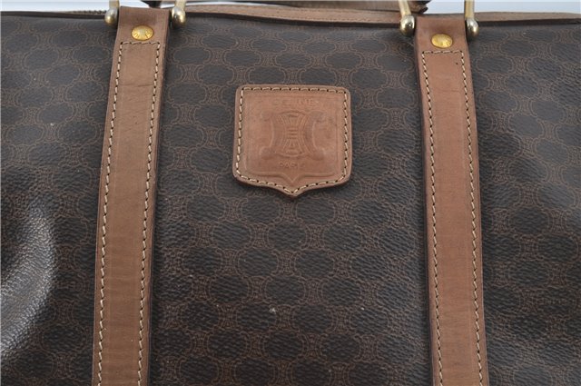 Authentic CELINE Macadam Blason Pattern Hand Boston Bag PVC Leather Brown J1943