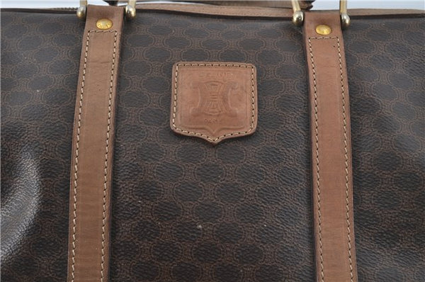 Authentic CELINE Macadam Blason Pattern Hand Boston Bag PVC Leather Brown J1943