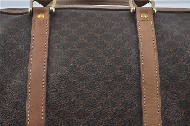 Authentic CELINE Macadam Blason Pattern Hand Boston Bag PVC Leather Brown J1943