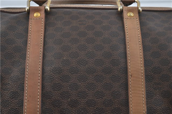 Authentic CELINE Macadam Blason Pattern Hand Boston Bag PVC Leather Brown J1943